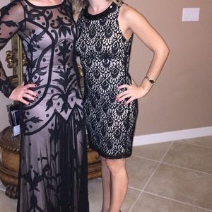 Lacy Black and Nude Dress